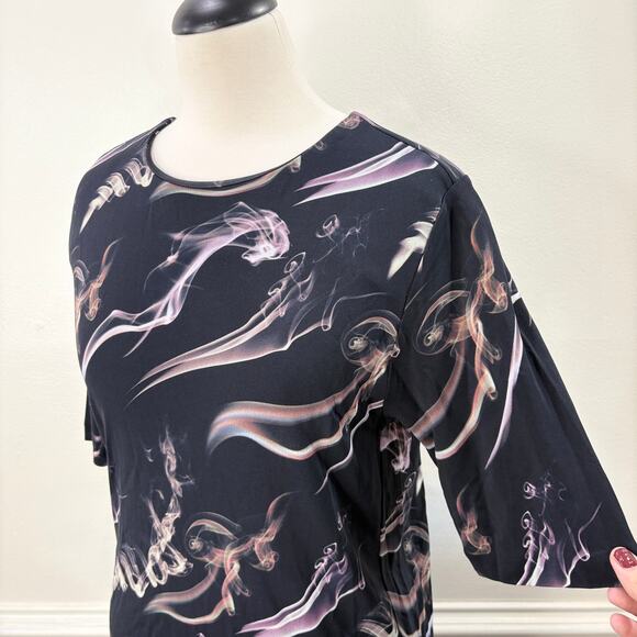 & Other Stories US Size 4 Dress Fume Smoke Print Midi Keyhole Back Avant Garde - Picture 2 of 12